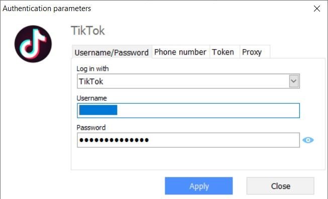 Authentication parameters for access to TikTok data in Oxygen Forensic® Cloud Extractor
