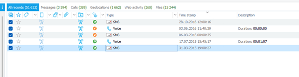 Screenshot of CDR events missing from the call and messages logs