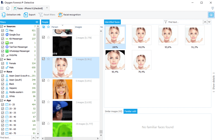 Using the Facial Categorization tool to identify faces in a devices photos