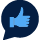 icon with a thumbs up in a conversion bubble